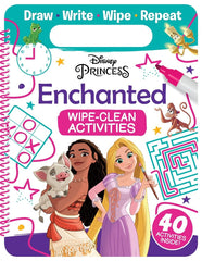 Disney Princess Clean & Wipe Activities For Girls Kids Draw Write Repeat