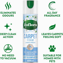 Zoflora Carpet Fresh & Care Rug Upholstery Freshener Cleaner Linen Fresh 600ml