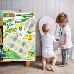 Airpure Fresh Loos Toilet Rim Blocks Lasting Fragrance Citrus Zing 50G