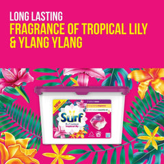 Surf 3 in 1 Capsules Tropical Lily Long Lasting Fragrance Laundry Pods 18 Washes