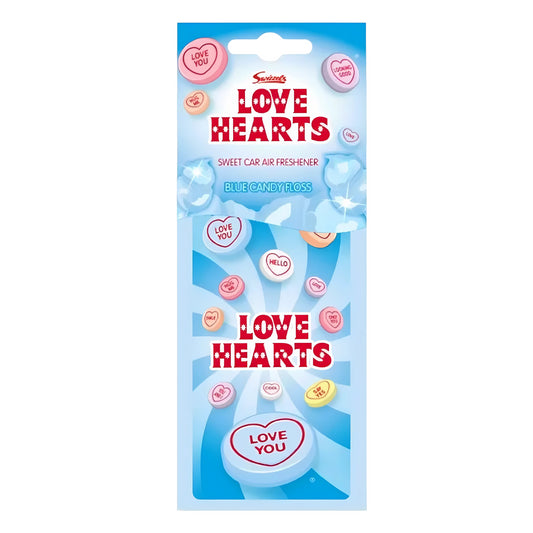 Swizzels Love Hearts Car Air Freshener Blue Candy Floss