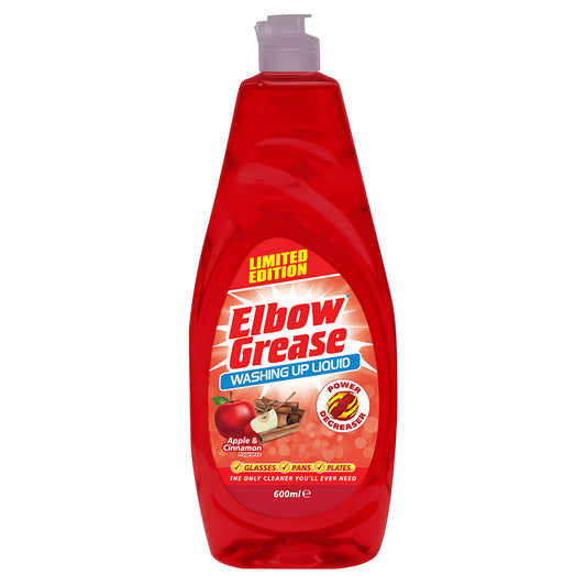 Elbow Grease Washing Up Liquid Kitchen Dish Grease Cleaner Apple Cinnamon 600ml