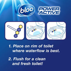 Bloo Power Active Toilet Rim Block Freshener Anti Limescale Lemon 50G