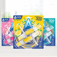 Astonish Pink Peony Foam & Fresh Toilet Rim Block Cleaning Action Odour Control