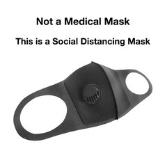 Reusable Black Face Mask With Breathing Valve For Running Outdoor Cycling