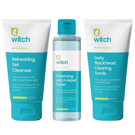 Witch Cleansing Skincare Scrub Toner Bundle Set Complete Blemish Control Routine