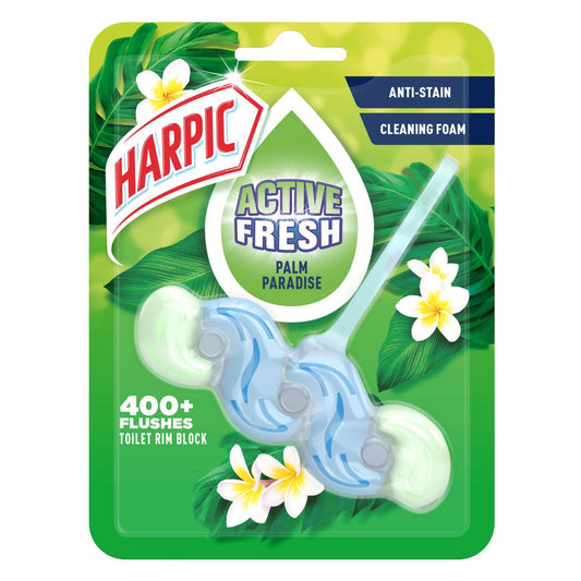 Harpic Toilet Rim Block Active Fresh Palm Paradise Anti-Limescale Cleaning Foam