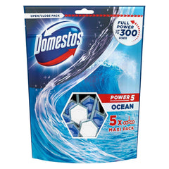 Domestos Ocean Power Toilet Rim 5 Clip Blocks Hygiene Odour Control Shine Foam