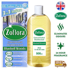 Zoflora 3In1 Concentrated Disinfectant Bluebell Woods Floor Liquid Cleaner 500ml
