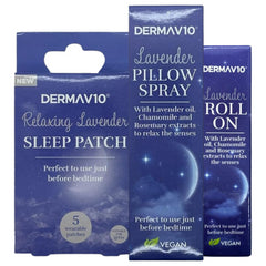 DermaV10 Sleep Lavender Bundle 3 Pcs Spray Roll On Oil Patches