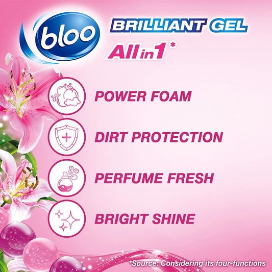 Bloo All In 1 Brilliant Toilet Gel Rim Block Cleaner Freshener Spring Rain 42G