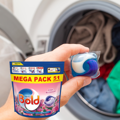Bold All In 1 Pods 51W Laundry Detergent Washing Stain Remover Pink Blossom