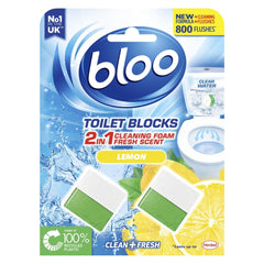Bloo Toilet Blooks 2 In 1 Lemon Cleaning Foam Fresh Scent Limescale Prevention