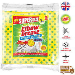 Elbow Grease Power Cloths Reusable Scrub Dots Removes Tough Stains Stubborn 3Pk