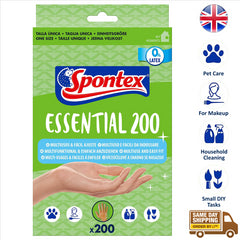 Spontex Essential 200 Gloves Clear Disposable Household Use Powder Latex Free