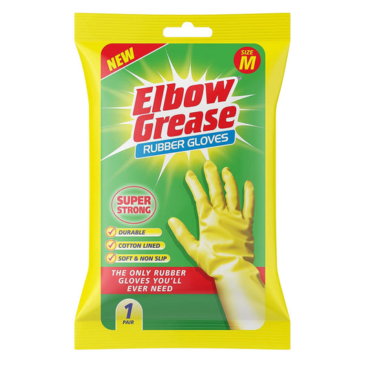 Elbow Grease Household Rubber Gloves Medium Non Slip Durable Washing Up Cleaning