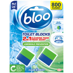 Bloo Limescale Prevention Toilet Block 2In1 Cleaning Foam Clean Fresh Blue Water