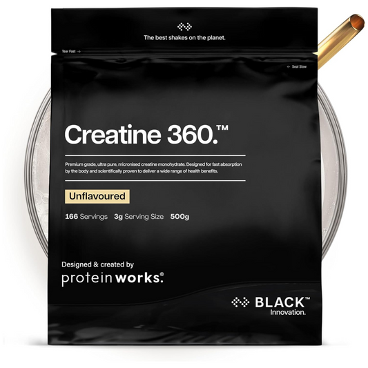 Protein Works Creatine 360 Black Innovation Unflavoured 500g 166 Servings Creatine Monohydrate