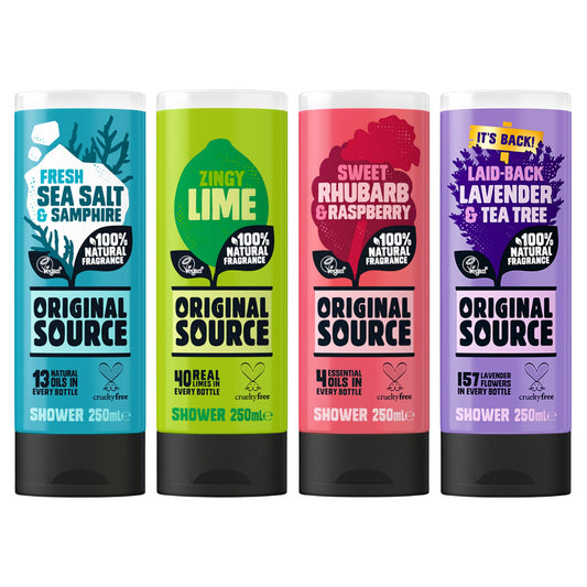 Original Source Body Shower Gel 4 Pcs Bundle Set Natural Fragrance Scent 250ml