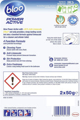 Bloo Power Active Toilet Rim Block Freshener Anti Limescale Twin Pack Lemon 50G