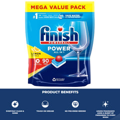 Finish Powerball Classic Dishwasher Cleaner 90 Tabs Lemon Sparkle