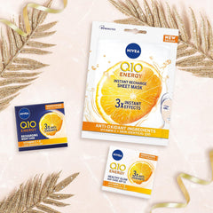 Nivea Q10 Energy Glowing Radiant Skin Day Night Creams Face Mask 3Pcs Gift Set