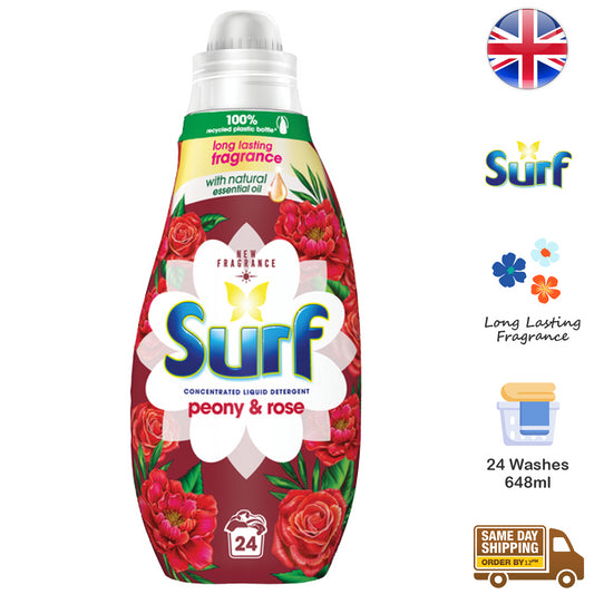Surf Laundry Detergent Liquid Fabric Clothes Peony & Rose 24 Washes 648ml