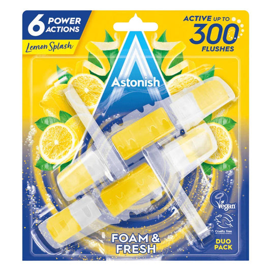 Astonish Lemon Splash Foam Fresh Toilet Rim Block Cleaning Action Odour Control