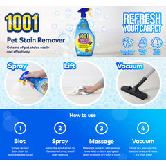 1001 Pet Stain Remover Carpet Upholstery Mud Dirt Cleaner Spray 500ml