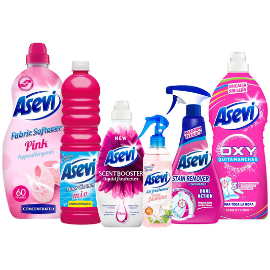 Asevi Cleaning Products Pink Bundle Home Fabric Stain Remover Freshener Floor