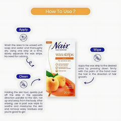 Nair Hair Remover Wax Strips Face With Apricot Milk Extract Long-Lasting Results