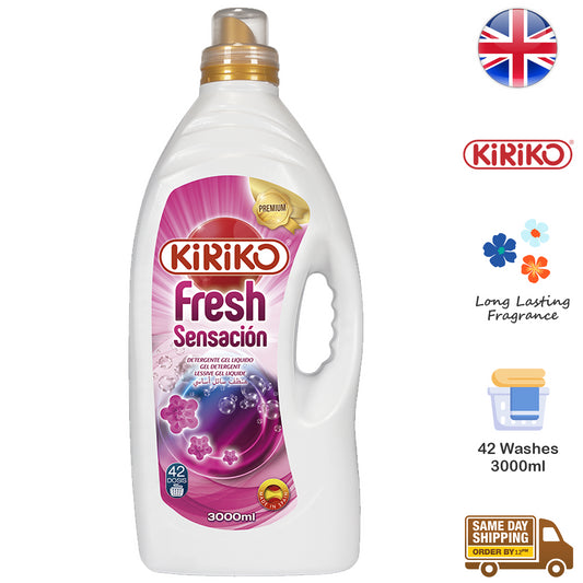 Kiriko Clothes Laundry Detergent Washing Liquid Fresh Sensacion 42 Wahes 3L