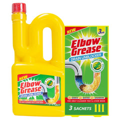 Elbow Grease Drain Unblocker Liquid & Powder Clean Hair Clog Bundle Set