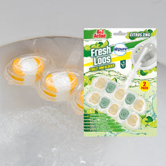 Airpure Fresh Loos Toilet Rim Blocks Lasting Fragrance Citrus Zing 50G