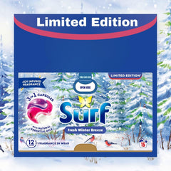 Surf 3In1 Capsules Winter Breeze Fragrance Stain Remover Laundry Detergent 15W