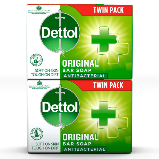Dettol Body Soap Bar Original Anti Bacterial Tough Dirt Cleaner Twin Pack 100G