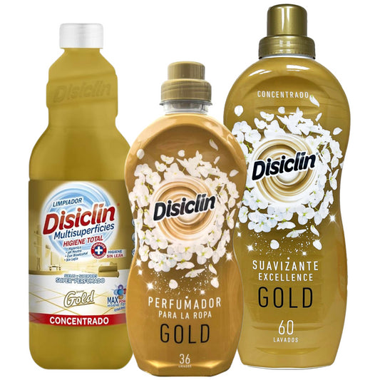 Disiclin Gold Bundle Set Fabric Clothes Softener Perfume & Surface Cleaner