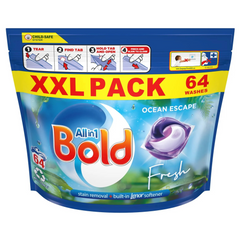 Bold Ocean Escape Fresh Washing Detergent Capsules Pods Fabric Clothes 64 Washes