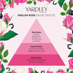 Yardley London English Rose Bundle Mist 200ml Powder 200g EDT 50ml Soap 3X100g