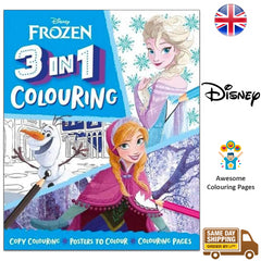 Disney Frozen 3 In 1 Colouring Book Favourite Characters For Kids Boys Girls