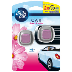 Febreze Flowers Spring Car Vent Clip Air Freshener Long Lasting Freshness 2x2ml