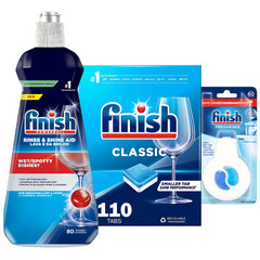 Finish Powerball Rinse Shine Classic Tab Freshener Anti Odour Dishwasher Bundle