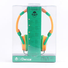 Idance Crazy 401 Dj Portable Headphones Inline Mic Orange & Green Ipod Iphone