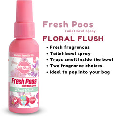 Airpure Fresh Poos Toilet Bowl Spray Air Freshener Fragrance Floral Flush 60ml