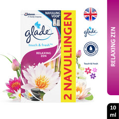 Glade Touch & Fresh Scented Refill Home Air Freshner Relaxing Zen Twin Pk 10ml