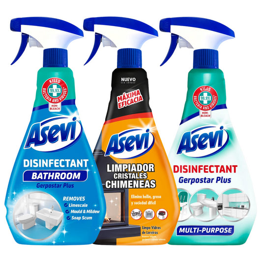 Asevi Disinfectant Chimney Glass Cleaner Spanish Cleaning Spray Bundle Set Spray