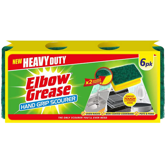 Elbow Grease Hand Grip Scourer Sponge Removes Kitchen Cleaning Tough Stain 6Pk