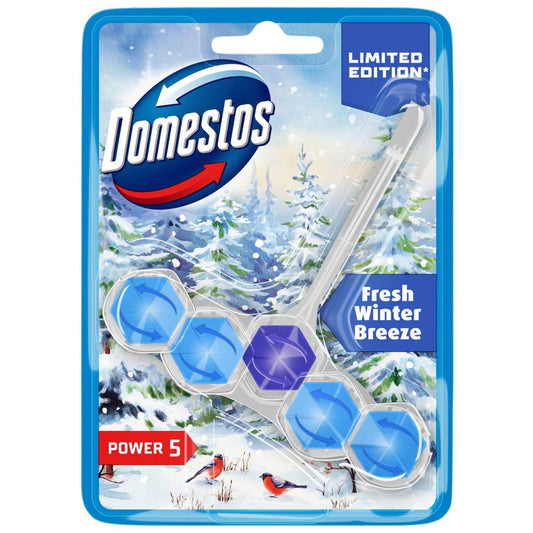 Domestos Power 5 Toilet Cleaner Rim Block Fresh Winter Breeze Fragrance Hygiene