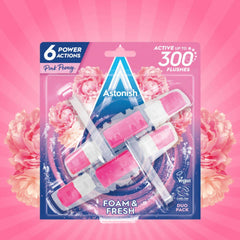 Astonish Pink Peony Foam & Fresh Toilet Rim Block Cleaning Action Odour Control