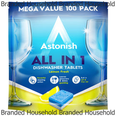 Astonish All In 1 Dishwasher Tablets Lemon Built Salt Rinse Aid 100 Washing Tabs